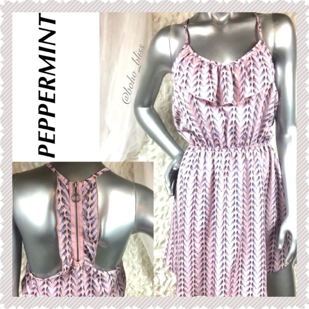 Pink Bird Sundress Zipper Racer Back Dress